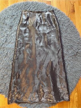 Vintage JR Nites Metallic Bronze Maxi Skirt Size 8